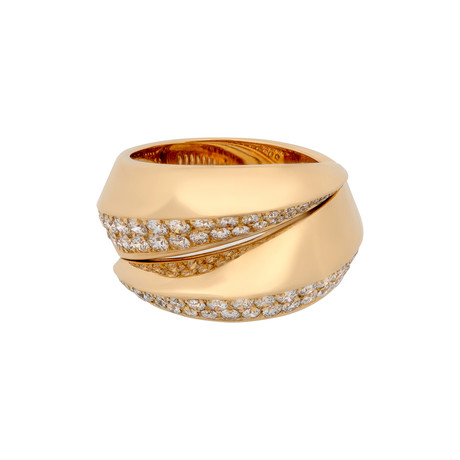 Vintage Cartier 18k Yellow Gold Panthere Glyph Diamond Ring // Ring Size: 5.25