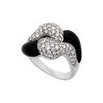 Vintage Picchiotti 18k White Gold Onyx + Diamond Ring // Ring Size: 9