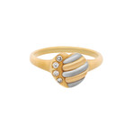 Vintage Dior 18k Two-Tone Gold Diamond Heart Ring // Ring Size: 6