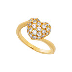 Vintage Cartier 18k Yellow Gold Pave Diamond Heart Ring (Ring Size: 4)
