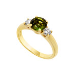Vintage Tiffany & Co. 18k Yellow Gold Green Tourmaline + Diamond Ring // Ring Size: 6