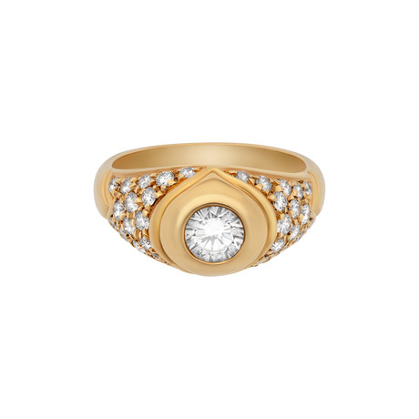 Vintage Bulgari 18k Yellow Gold Pave Diamond Ring // Ring Size: 5.75