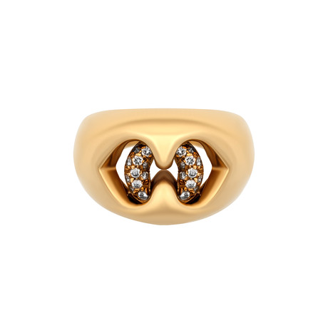Vintage Bulgari 18k Yellow Gold Abbraccio Diamond Ring // Ring Size: 6.75