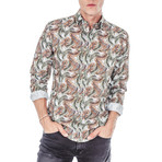 Amadeus Palm Long-Sleeve Button Up // Brown (L)