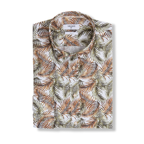Amadeus Palm Long-Sleeve Button Up // Brown (XS)