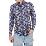 Frederic Palm Long-Sleeve Button Up // Blue (2XL)