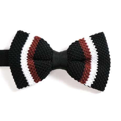 Silk Bow Tie // Black + Brown + White