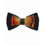 Duck Feather Bow Tie // Black + Orange