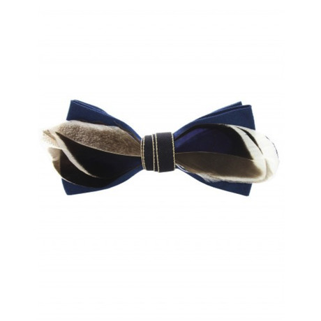 Mallard Feather Bow Tie // Blue + Brown