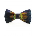 Duck Feather Bow Tie // Blue + Yellow