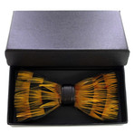 Duck Feather Bow Tie V4 // Black + Yellow