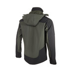 Hooded Two-Tone Cresta Zipper Jacket // Olive + Black (XL)