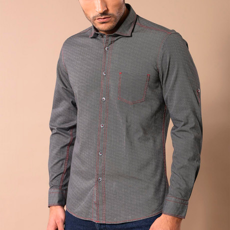 Clay Slim-Fit Shirt // Gray + Red (S)