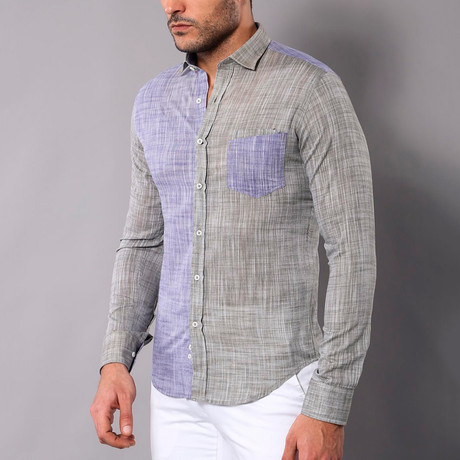 Santiago Slim-Fit Shirt // Navy + Gray (S)