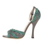 Bottega Veneta // Ruffles Open Toe Heels // Teal (Euro: 36)