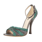 Bottega Veneta // Ruffles Open Toe Heels // Teal (Euro: 36)