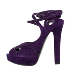 Bottega Veneta // Open Toe Suede Block Heels // Purple (Euro: 36.5)