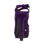 Bottega Veneta // Open Toe Suede Block Heels // Purple (Euro: 36.5)