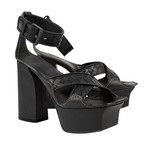 Bottega Veneta // Weaved Leather Sandals Heels // Black (Euro: 37.5)