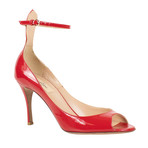 Valentino // Ankle Strap Open Toe Patent Leather Heels // Red (Euro: 38)