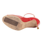 Valentino // Ankle Strap Open Toe Patent Leather Heels // Red (Euro: 38)