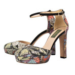 Valentino // Rhinestone Floral Design Leather Heels // Multi-Color (Euro: 36.5)
