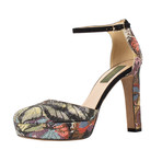 Valentino // Rhinestone Floral Design Leather Heels // Multi-Color (Euro: 36.5)