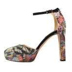 Valentino // Rhinestone Floral Design Leather Heels // Multi-Color (Euro: 36.5)
