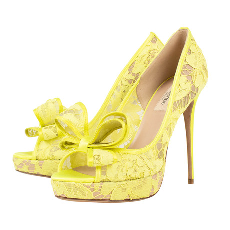 Valentino // Mesh Lace Platform Heels // Yellow (Euro: 34)