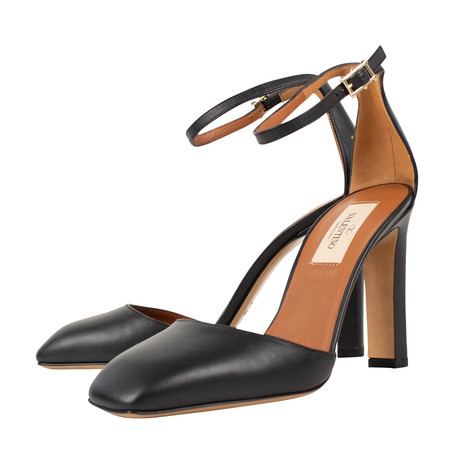 Valentino // Ankle Strap Leather Heels // Black (Euro: 34)