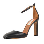 Valentino // Ankle Strap Leather Heels // Black (Euro: 37.5)