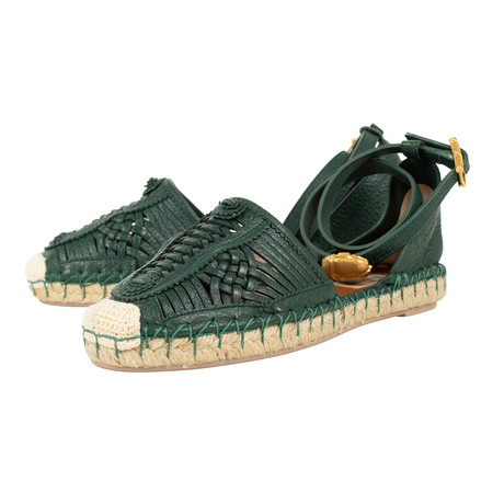 Valentino // Weaved Leather Espadrilles Flats // Green (Euro: 34)