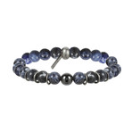 Beaded Stretch Bracelet // Sodalite + Oxidized Silver