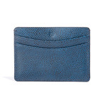 Pebbled Leather Card Holder // Blue