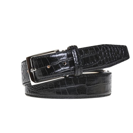 Mock Croc Leather Belt // Black + Black (30)