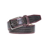 Mock Croc Leather Belt // Slate + Red (34)