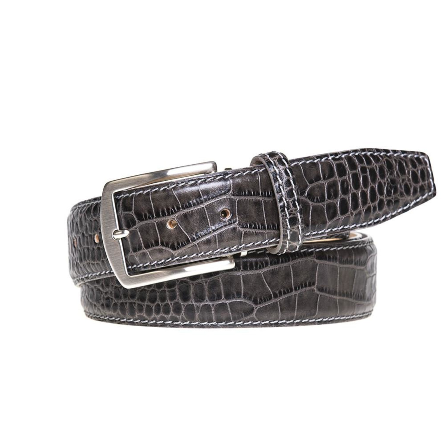 Mock Croc Leather Belt // Slate + Gray (30) - Roger Ximenez - Touch of ...