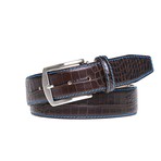 Mock Croc Leather Belt // Dark Brown + Cobalt (44)