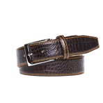Mock Croc Leather Belt // Dark Brown + Orange (36)