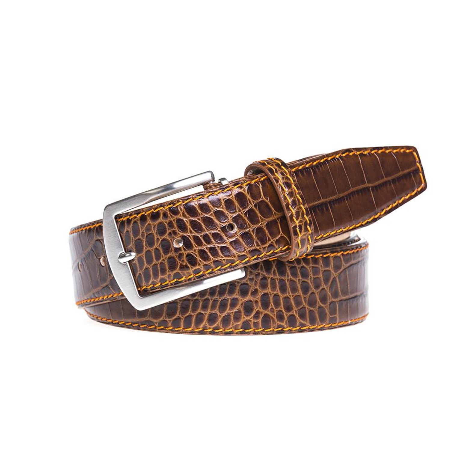 Download Mock Croc Leather Belt // Rust + Orange (30) - Roger Ximenez - Touch of Modern