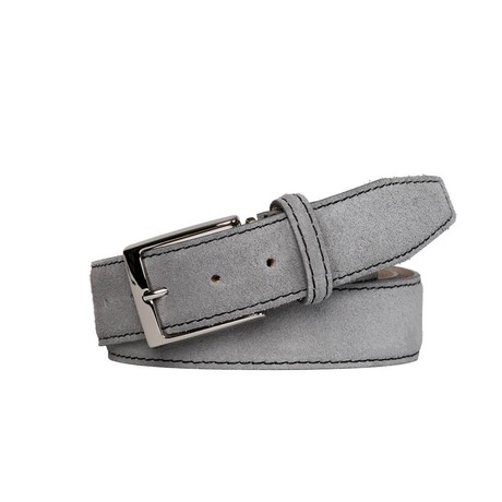 Suede Leather Belt // Gray + Black (28)