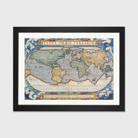 Antique Map of The World, 1570 // Unknown Artist (24" W x 16" H x 1" D)