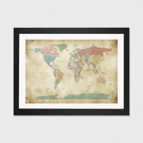 World Cities Map // Michael Tompsett (24" W x 16" H x 1" D)