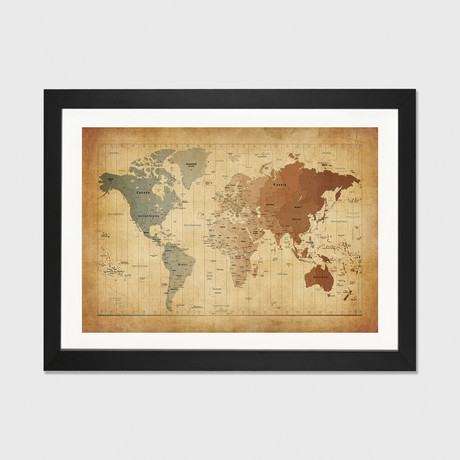Map of The World III // Michael Tompsett (24" W x 16" H x 1" D)
