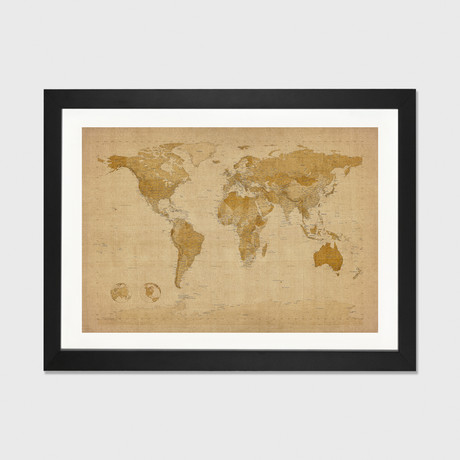 Antique World Map II // Michael Tompsett (24" W x 16" H x 1" D)