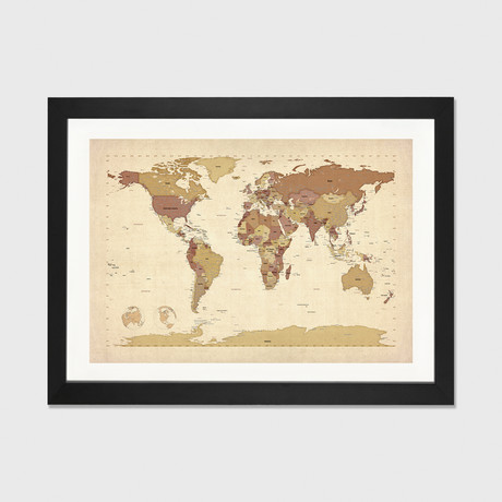 Map of The World V // Michael Tompsett (24" W x 16" H x 1" D)