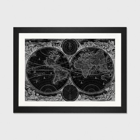 Antique Map of the World in two Hemispheres // Stoopendaal (24" W x 16" H x 1" D)
