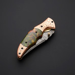 Handmade Damascus Liner Lock Folding Knife // 2738