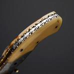 Handmade Damascus Liner Lock Folding Knife // 2739