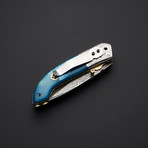 Handmade Damascus Liner Lock Folding Knife // 2740